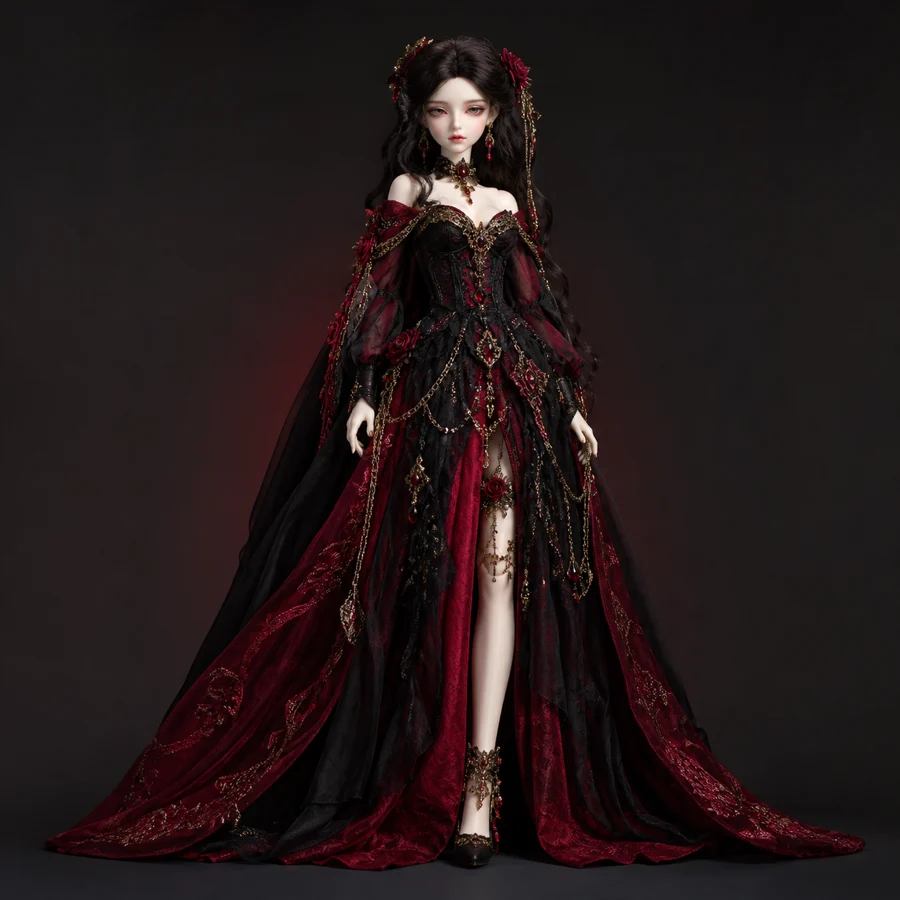 Midnight Serenade: Porcelain Fashion Doll